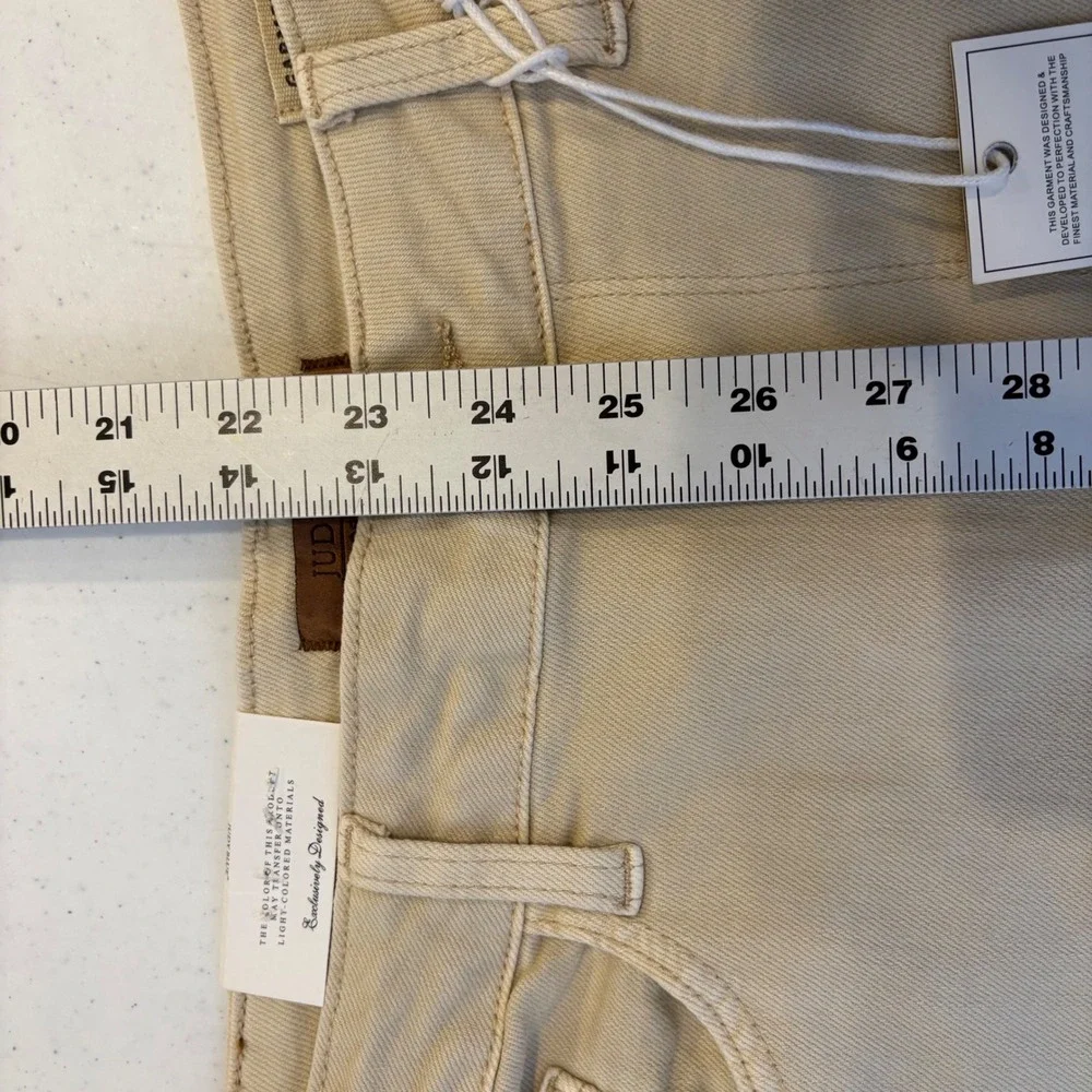 Judy Blue Bone 90s Straight Distressed High‎ Waist Wide Leg Jeans 20W Tan Bone